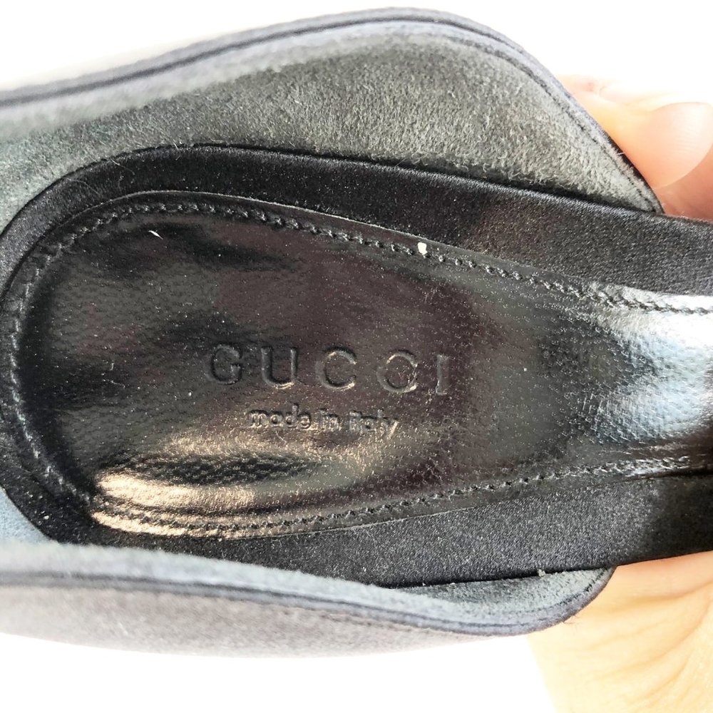 Gucci Black Horsebit Open Tie Hollywood Heels 7B - Picture 5 of 13